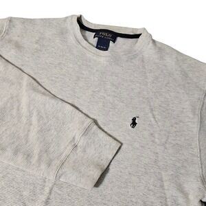 Polo Ralph Lauren Waffle Knit Long Sleeve Shirt Mens XL Heather Gray Crew Neck